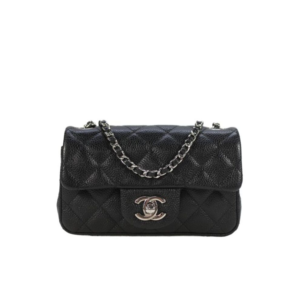 Chanel Women's Caviar Quilted Mini Flap Shoulder Handbag Black